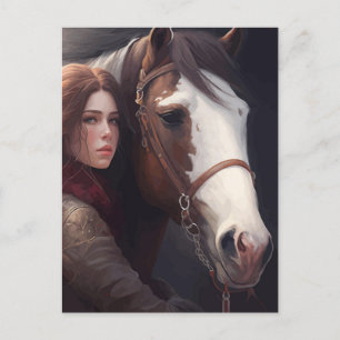Frau mit Pferd Postkarte