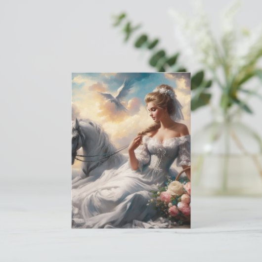 Frau mit Pferd Postkarte (Stehend Vorderseite)