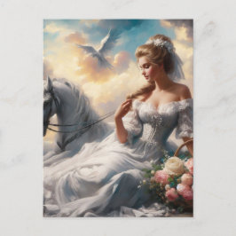 Frau mit Pferd Postkarte