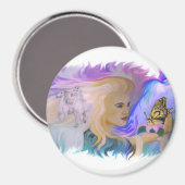 Frau mit Pferd und Schmetterling in Hand Magnet (Vorderseite/Rückseite)