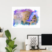 Frau mit Pferd und Schmetterling in Hand Poster (Heimbüro)