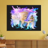 Frau mit Pferd und Schmetterling Leinwanddruck (Insitu (Wohnzimmer))