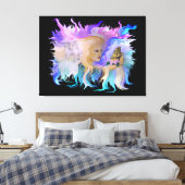 Frau mit Pferd und Schmetterling Leinwanddruck (Insitu (Schlafzimmer))