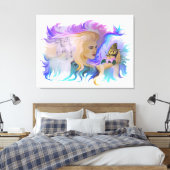 Frau mit Pferd und Schmetterling Leinwanddruck (Insitu (Schlafzimmer))