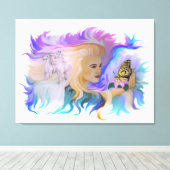 Frau mit Pferd und Schmetterling Leinwanddruck (Insitu (Holzboden))