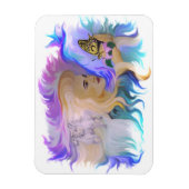 Frau mit Pferd und Schmetterling Magnet (Vertikal)