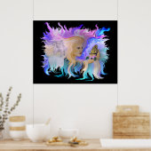 Frau mit Pferd und Schmetterling Poster (Küche)