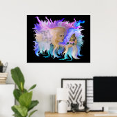Frau mit Pferd und Schmetterling Poster (Heimbüro)