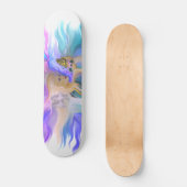 Frau mit Pferd und Schmetterling Skateboard (Vorderseite)