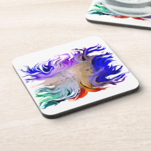 Frau mit Pferd Untersetzer (Linke Seite)