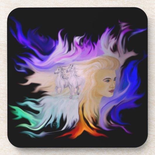 Frau mit Pferd Untersetzer (Vorderseite)