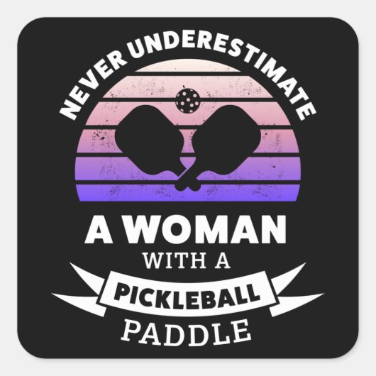 Frau mit Pickleball Paddle Funny Geschenk Quadratischer Aufkleber (Vorderseite)