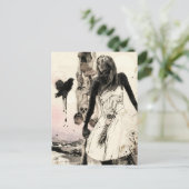 Frau mit Pilzen surreale Collage Postkarte (Stehend Vorderseite)