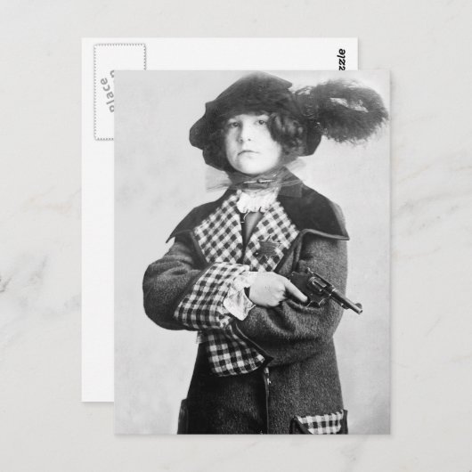Frau mit Pistol, 1910 Postkarte (Vorne/Hinten)