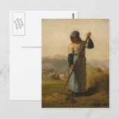 Frau mit Rake - Jean-François Millet Postkarte (Vorne/Hinten)