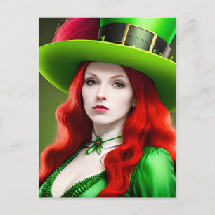 Frau mit Red Hair St. Patricks Day Postkarte