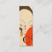 FRAU MIT RED MIRROR Deko Beauty Fashion Makeup Mini Visitenkarte (Rückseite)