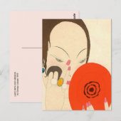 FRAU MIT RED MIRROR Deko Beauty Fashion Makeup Postkarte (Vorne/Hinten)