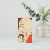 FRAU MIT RED MIRROR Deko Beauty Fashion Makeup Visitenkarte (Stehend Vorderseite)