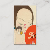 FRAU MIT RED MIRROR Deko Beauty Fashion Makeup Visitenkarte (Rückseite)