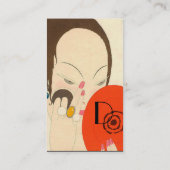 FRAU MIT RED MIRROR Deko Beauty Fashion Makeup Visitenkarte (Rückseite)
