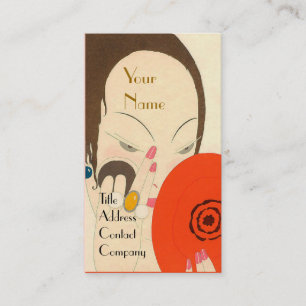 FRAU MIT RED MIRROR Deko Beauty Fashion Makeup Visitenkarte