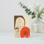 FRAU MIT RED MIRROR Deko Beauty Fashion Makeup Visitenkarte (Stehend Vorderseite)