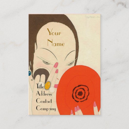 FRAU MIT RED MIRROR Deko Beauty Fashion Makeup Visitenkarte (Vorderseite)