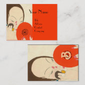 FRAU MIT RED MIRROR Deko Beauty Fashion Makeup Visitenkarte (Vorne/Hinten)