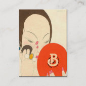 FRAU MIT RED MIRROR Deko Beauty Fashion Makeup Visitenkarte (Rückseite)