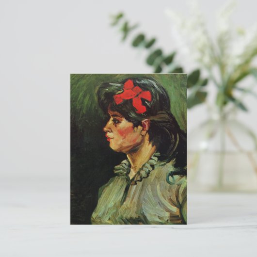 Frau mit Red Ribbon Portrait von Vincent van Gogh (Stehend Vorderseite)