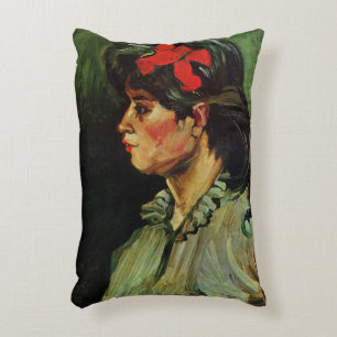 Frau mit Red Ribbon Portrait von Vincent van Gogh Dekokissen
