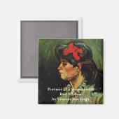 Frau mit Red Ribbon Portrait von Vincent van Gogh Magnet (Vorderseite/Rückseite)