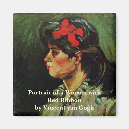 Frau mit Red Ribbon Portrait von Vincent van Gogh Magnet (Vorne)