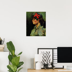 Frau mit Red Ribbon Portrait von Vincent van Gogh Poster