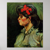 Frau mit Red Ribbon Portrait von Vincent van Gogh Poster (Vorne)