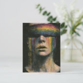 Frau mit Regenbogenblindfold Postkarte (Stehend Vorderseite)