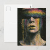Frau mit Regenbogenblindfold Postkarte (Vorne/Hinten)