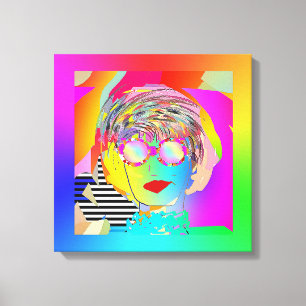 Frau mit Regenbogenbrille + eine Spiegelscheibe Leinwanddruck