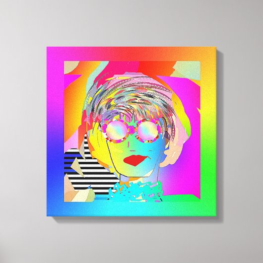 Frau mit Regenbogenbrille + eine Spiegelscheibe Leinwanddruck (Vorderseite)