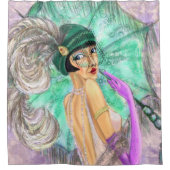 Frau mit Regenduschvorhang Duschvorhang (Vorderseite)