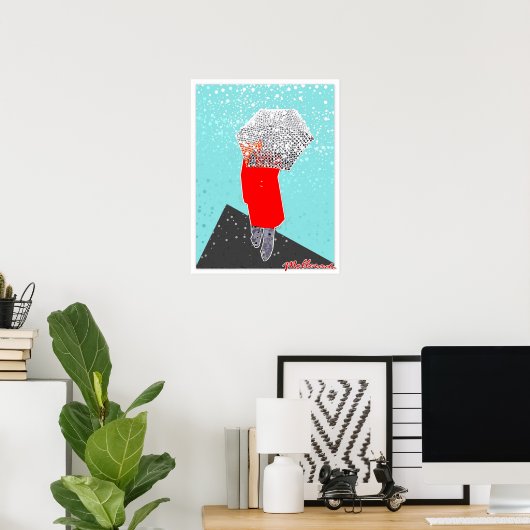 Frau mit Regenschirm Poster (Heimbüro)