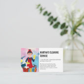 Frau mit Reinigungstools | Hausreinigung Visitenkarte (Stehend Vorderseite)