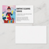 Frau mit Reinigungstools | Hausreinigung Visitenkarte (Vorne/Hinten)