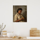 Frau mit Ringelblume, Berühmtes Gemälde Poster (Küche)