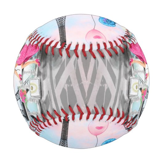 Frau mit rosa Ballon in Paris Baseball Geschenk (Vorderseite)