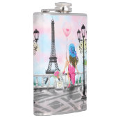 Frau mit rosa Ballon in Paris Flask Flachmann (Rechts)