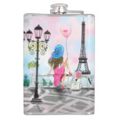 Frau mit rosa Ballon in Paris Flask Flachmann (Rückseite)