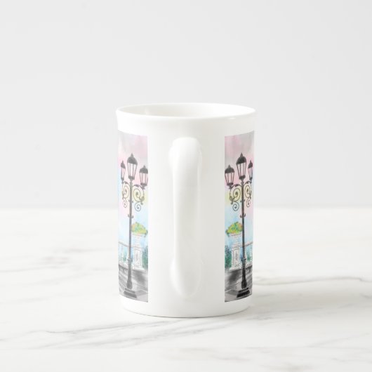 Frau mit rosa Ballon in Paris Tasse Eiffelturm (Rückseite)