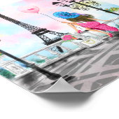 Frau mit rosa Herzballon in Paris Poster (Ecke)